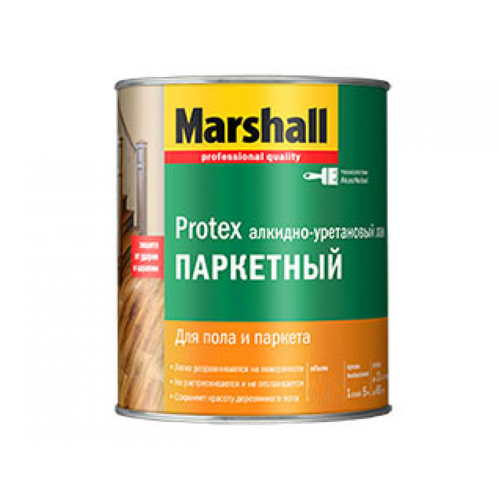 фото Лак marshall protex паркетный, износостойкий, полуматовый 9л 5255233