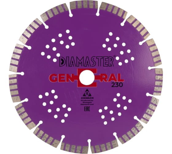 Изображение товара Диск сегментный GENERAL 230х2.6х22.2х34х2.8х12 мм, 16Z, универсал/wet/dry Diamaster 001.000.8677