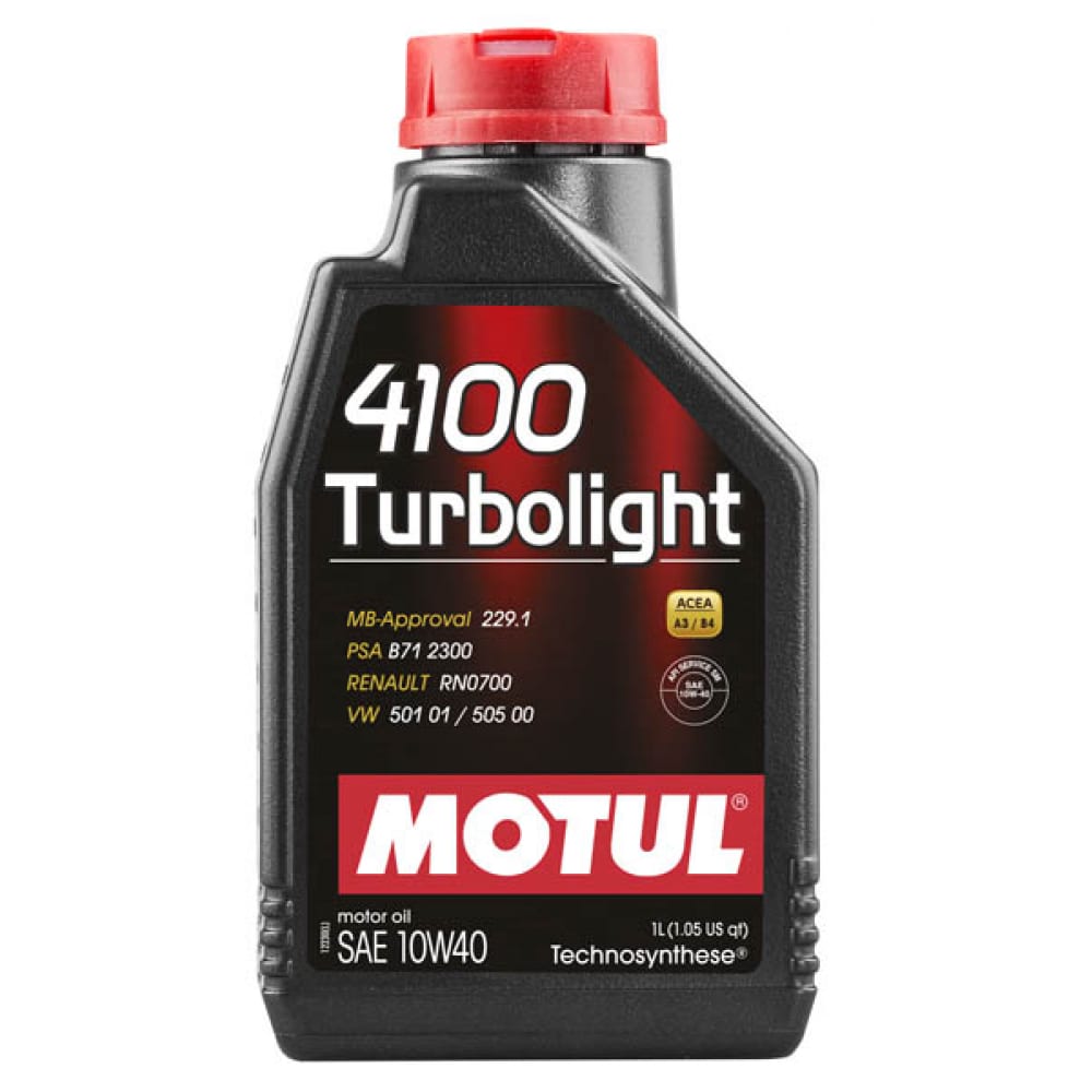 фото Моторное масло 4100 turbolight 10w40 1 л motul 108644