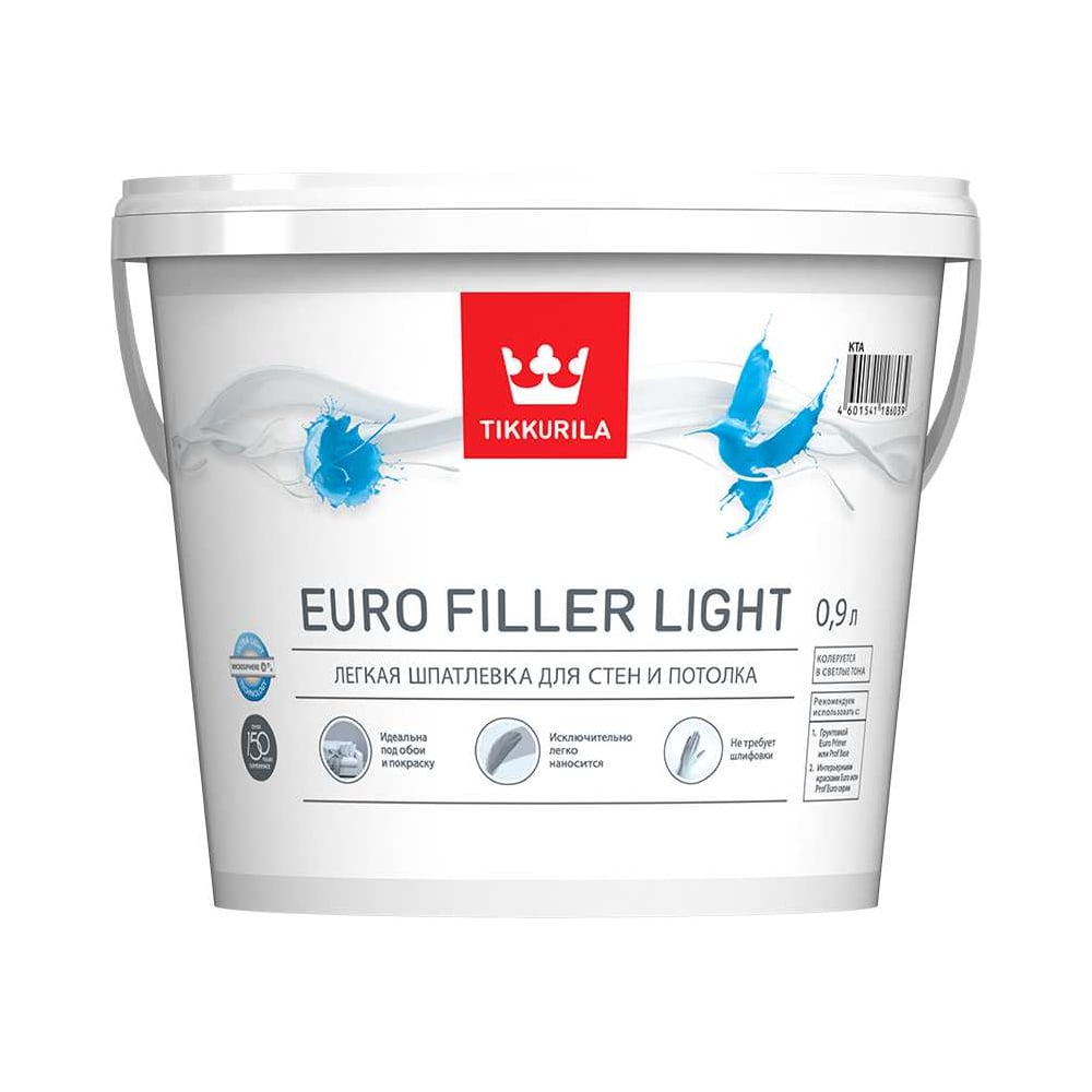 Готовые шпатлевки Финишная легкая шпаклевка для стен и потолков Tikkurila EURO FILLER LIGHT 700009481