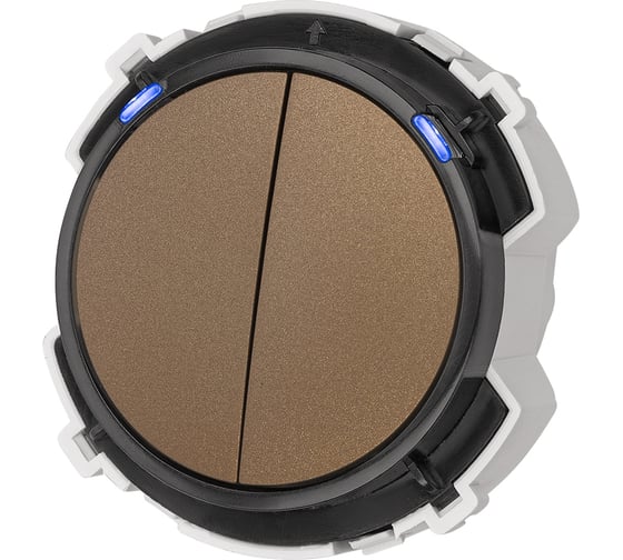 Изображение товара 2-клавишный выключатель TDM ELECTRIC 16а 250в кнопочный Механизм бронза, "байкал" SQ1819-0424
