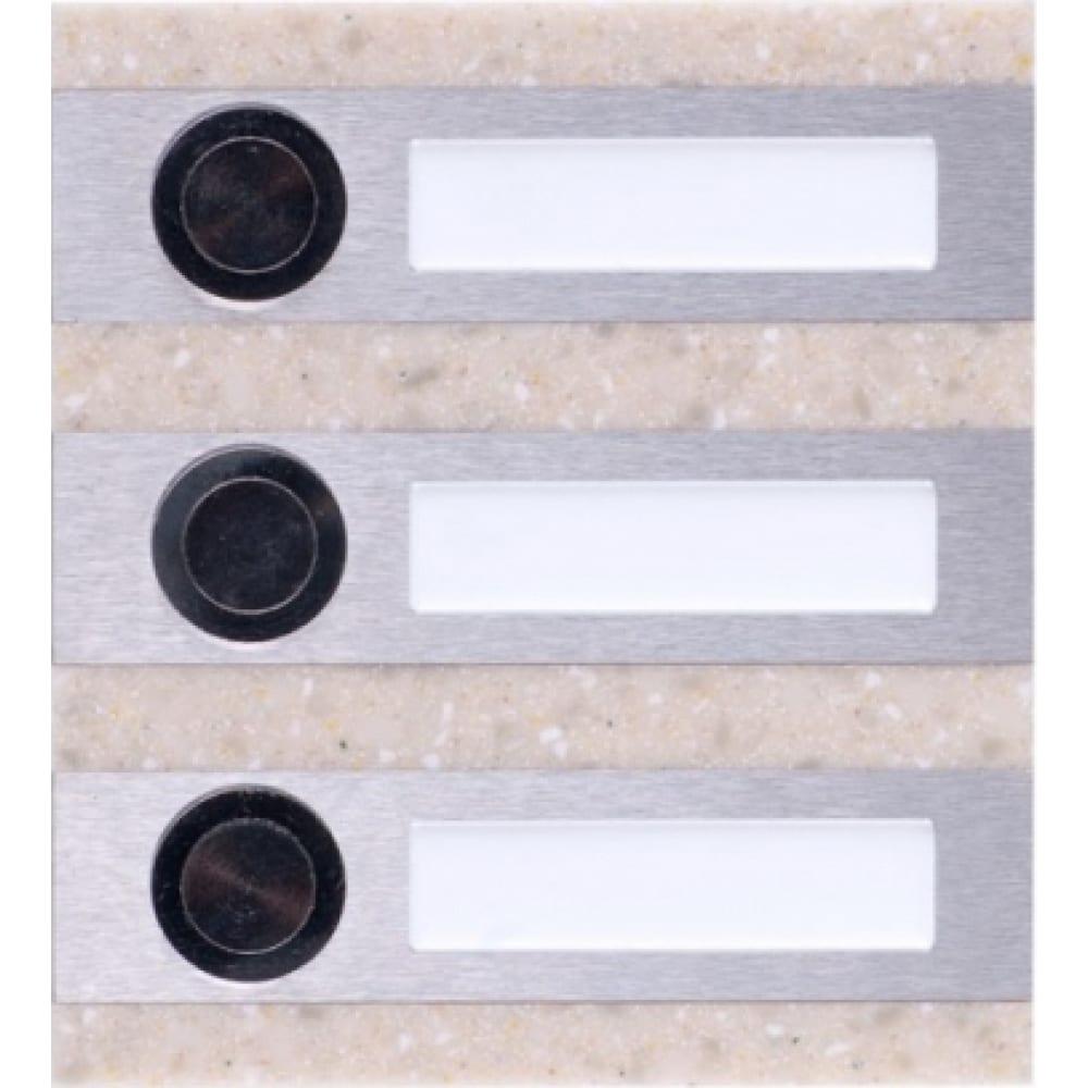 фото Интерьерная кнопка звонка zamel тройная, прямоугольная, нержавеющая сталь/бежевый, искусственный камень, 50 в pdk-250/3