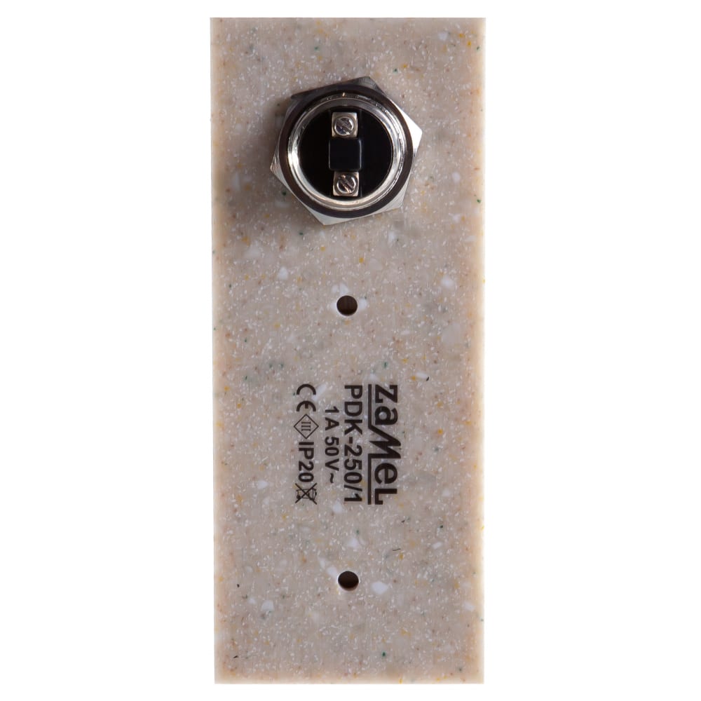 фото Интерьерная кнопка звонка zamel, прямоугольная, нержавеющая сталь/бежевый, искусственный камень, 50 в pdk-250/1