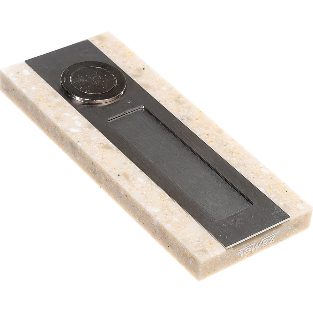 фото Интерьерная кнопка звонка zamel, прямоугольная, нержавеющая сталь/бежевый, искусственный камень, 50 в pdk-250/1
