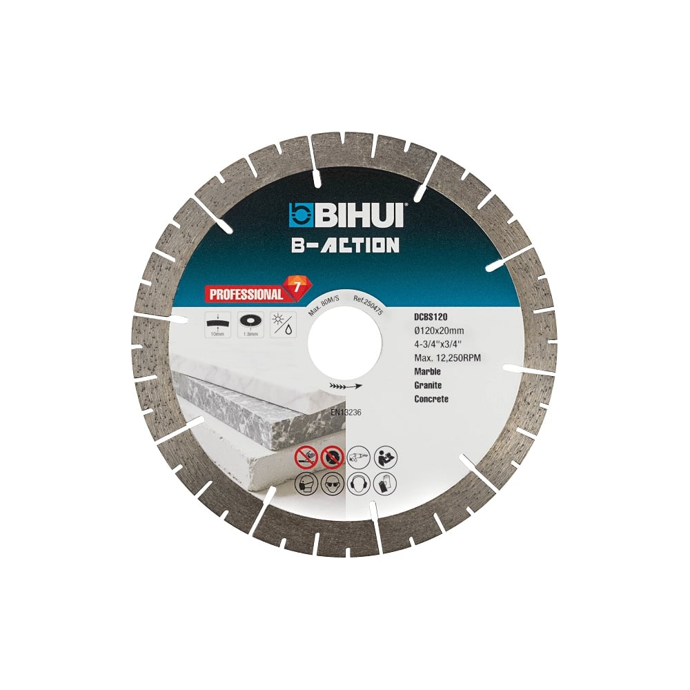 Изображение товара Диск алмазный BIHUI DCBS120 по граниту и керамограниту 120x1,8x10 мм