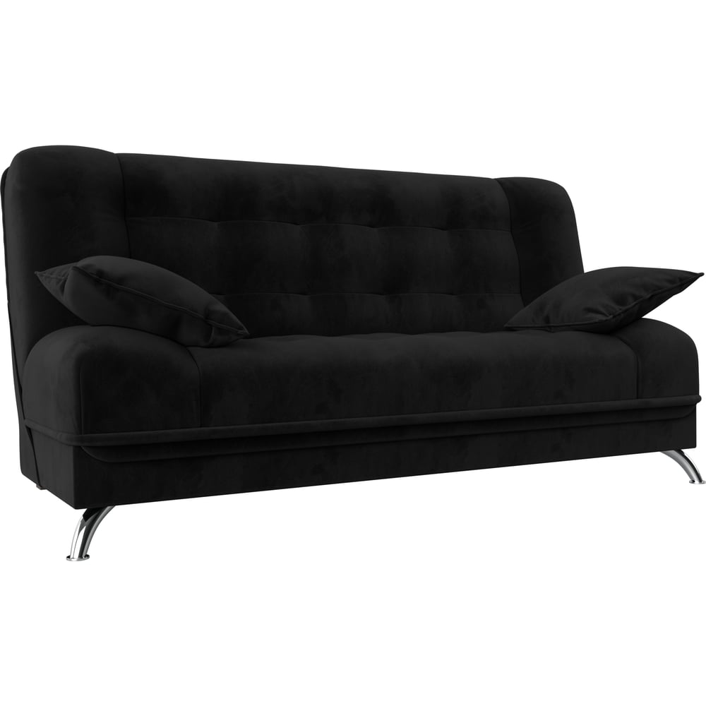 Изображение товара Диван книжка Анна Лига диванов с ящиком и подушками черный велюр