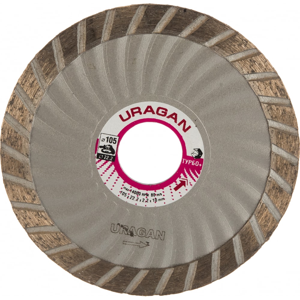 фото Алмазный отрезной диск uragan турбо+ эвольвентный для ушм 105x22.2 мм 909-12151-105