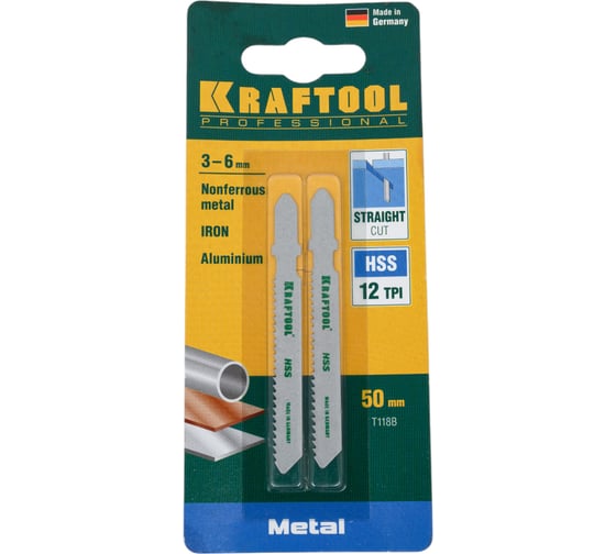 Изображение товара Полотно Kraftool для электролобзика по металлу 55x2 мм 2 шт. EU T118B 159551-2