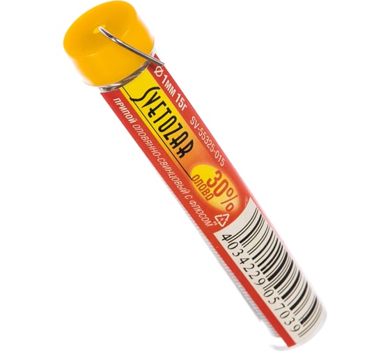 Изображение товара Оловянно-свинцовый припой Светозар 30% Sn 70% Pb 15 гр SV-55325-015