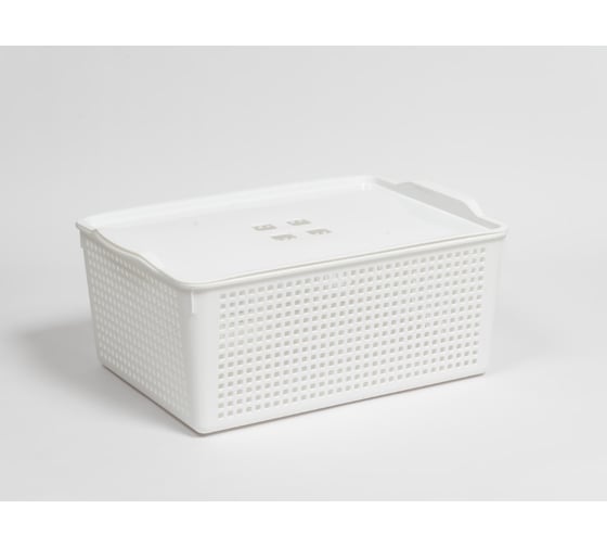 Изображение товара Корзинка Violet Лофт 13 л 395x272x168 мм с крышкой белая 646106