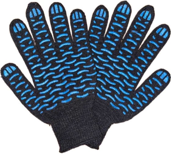 Изображение товара Трикотажные перчатки ПРОМПЕРЧАТКИ с ПВХ "волна", 5 нитей, 10 класс, черные, 10 пар в упаковке ПП-27110/10
