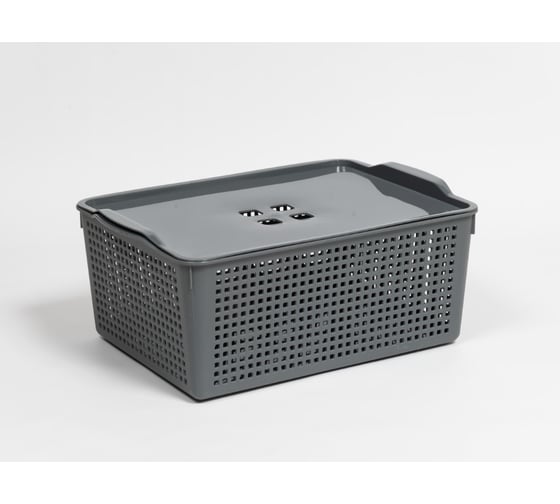 Изображение товара Корзинка Violet Лофт 13 л 395x272x168 мм с крышкой серая 646118