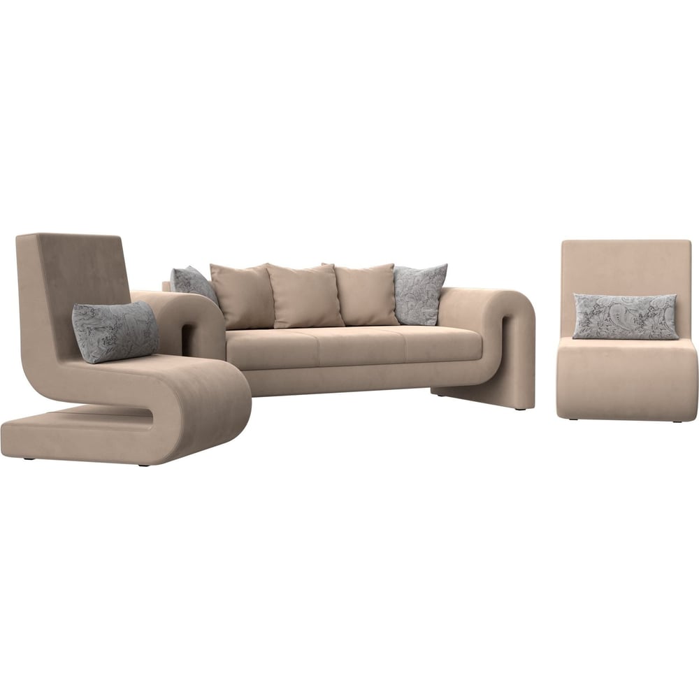 Изображение товара Набор волна-1: диван и 2 кресла, бежевый, Лига диванов