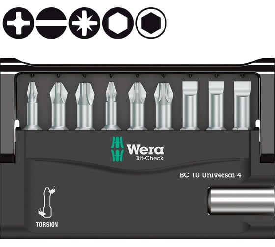 Изображение товара Набор бит Wera 10 предметов 8100-9-899/TZ BIT CHECK WE-056159