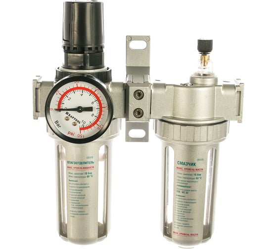 Изображение товара Набор аксессуаров Kraftool Industrie Qualitat для пневмосистем манометр влагоотделитель смазчик 06505