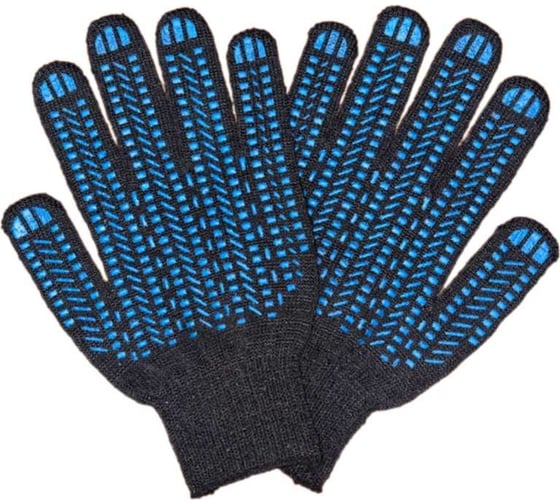 Изображение товара Трикотажные перчатки ПРОМПЕРЧАТКИ с ПВХ "протектор", 5 нитей, 10 класс, черные, 10 пар в упаковке ПП-27230/10