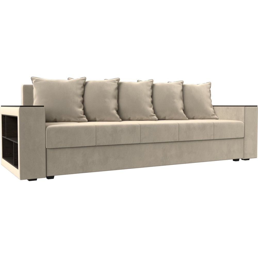 Изображение товара Диван прямой Дубай Лайт с полками и ящиком, современный, бежевый