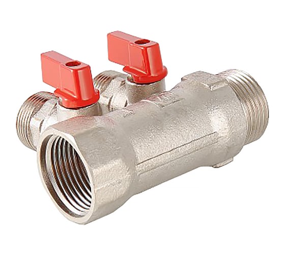 Изображение товара Коллектор с отсекающими кранами Valtec 1х2 выхода Евроконус 3/4" VTc.580.NE.0602