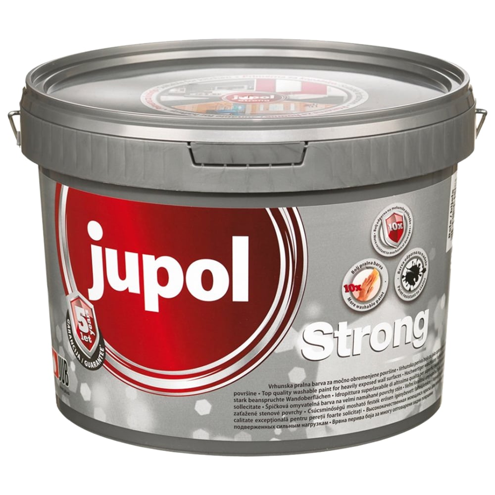 фото Сверхстойкая моющаяся краска jub jupol strong для внутренних работ база а 1001 5 л 1/2/72 51246