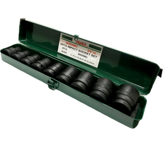 Изображение товара Комплект ударных головок Hans 3/4" 17-33 мм 9 предметов 86609MU