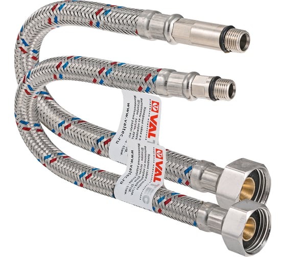 Изображение товара Гибкая подводка для смесителя Valtec комплект М10х18 М10х35 мм G1/2” 150 см VTf.005.IS.0410150