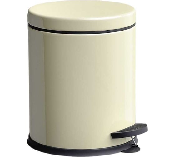 Изображение товара Урна круглая с педалью PRIMANOVA 12 л, металл, кремовый, высота 35 см, диаметр 25 см D-20863