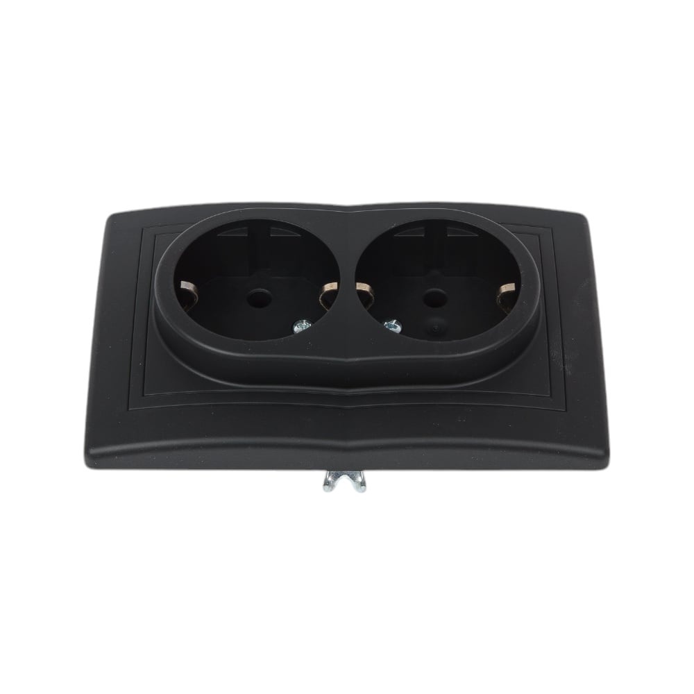 Изображение товара Двойная розетка Aling-conel PRESTIGE с заземлением 16A 250V черная soft touch