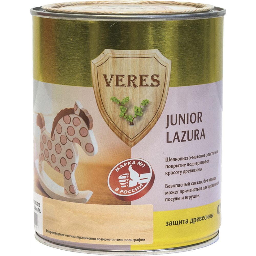 фото Пропитка veres junior lazura №5 яблочный 0.75 л 1/4 48872