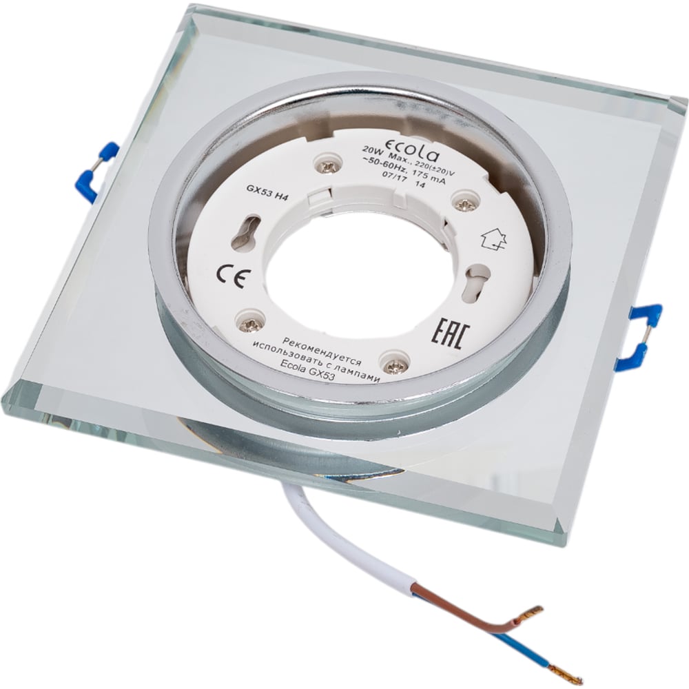 Изображение товара Светильник Ecola Gx53 h4 5311 glass квадрат с зеркальным хромом 20 Вт