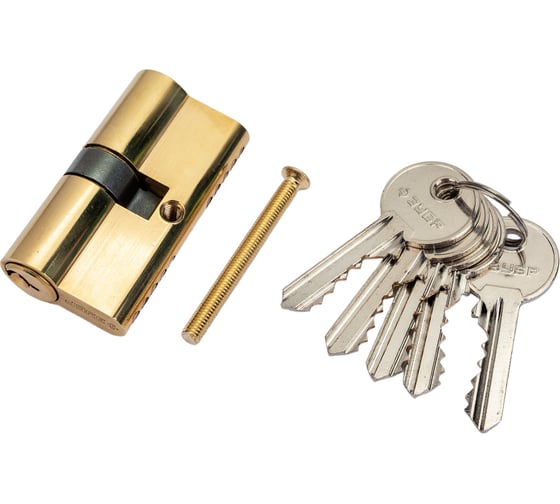 Изображение товара Цилиндровый механизм Зубр Мастер тип ключ-ключ цвет латунь 5-PIN 60 мм 52101-60-1