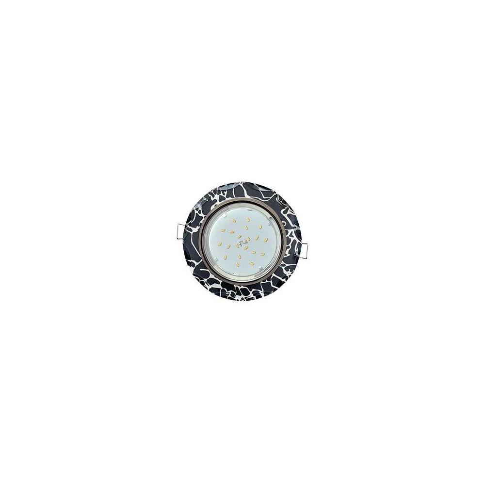 Светильник Ecola Gx53 h4 5313 glass стекло круг с вогнутыми гранями черный хром - хром на черном 38x126 (к+) FB53RCECH