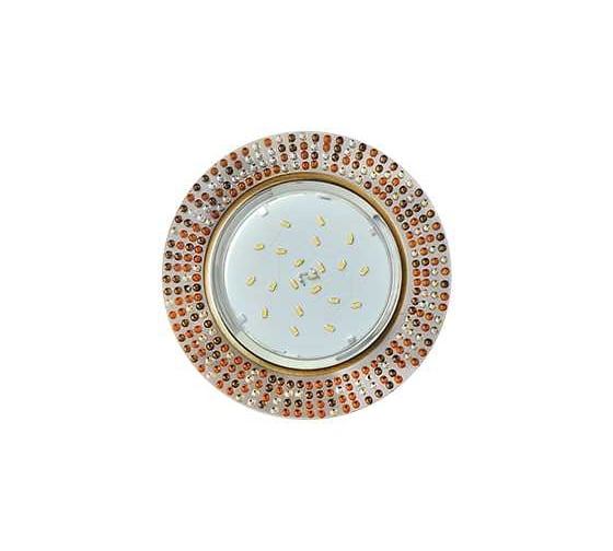 Изображение товара Светильник Ecola Gx53 h4 5319 glass круг с прозр.-янтарной мозаикой/фон зерк./центр.часть черненая бронза 40x123 (к+) FQ53RMECB