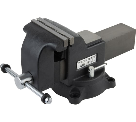 Изображение товара Профессиональные слесарные тиски WIEDERKRAFT поворотные, с наковальней, 150 мм WDK-BV150