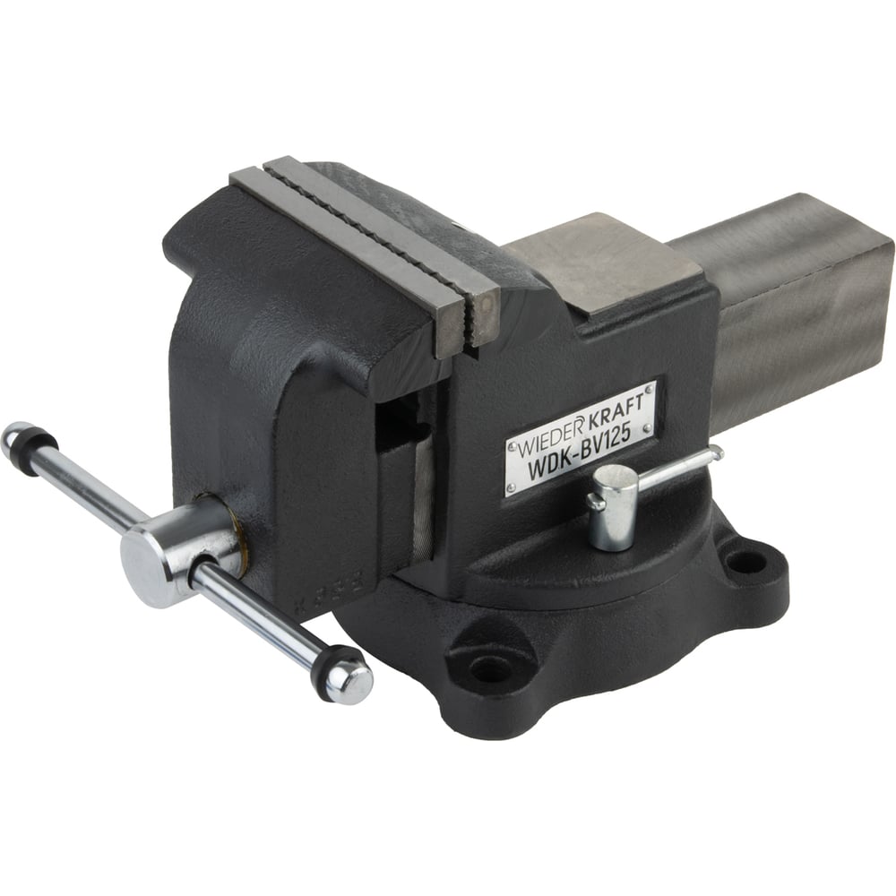 Изображение товара Профессиональные слесарные тиски WIEDERKRAFT поворотные, с наковальней, 125 мм WDK-BV125