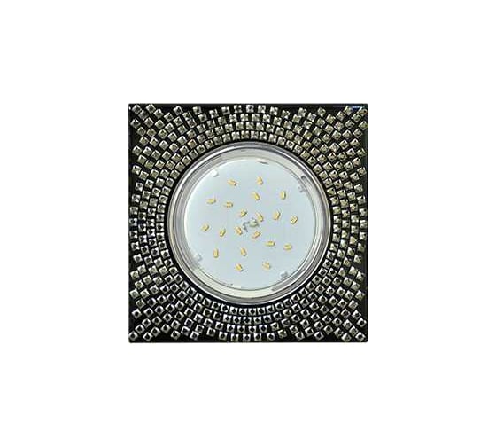 Изображение товара Светильник Ecola Gx53 h4 5320 glass квадрат с прозр. мозаикой/фон черный./центр.часть хром 40x123x123 (к+) FX53SGECB