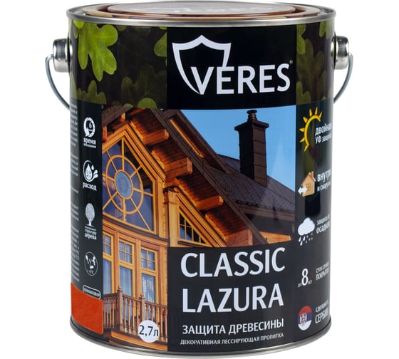 Изображение товара Пропитка Veres Classic Lazura №17 золотой бор 2.7 л 1/4 42017