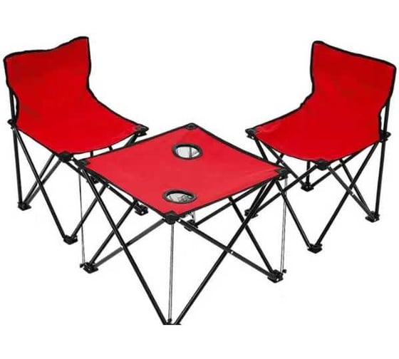 Изображение товара Набор походной мебели складной Bikson кресло 2 шт: 35х35х57 см, стол: 45х45х38 см, красный ХМ2400