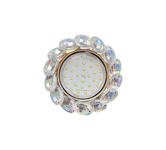 Изображение товара Светильник Ecola Gx53 h4 5342 glass круглый с большими хрусталиками прозр.искристый/золото 56x125 (к+) FM53RVECB