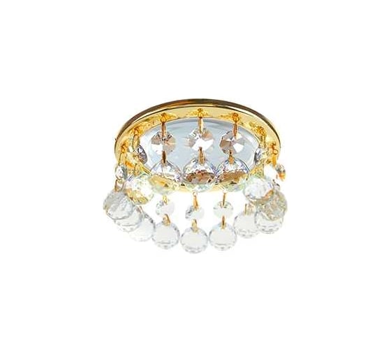 Изображение товара Светильник Ecola Gx53 h4 5346 glass круглый с большими хрусталиками на прямом подвесе прозрачный /золото 90x110 (к+) FL53RVECB