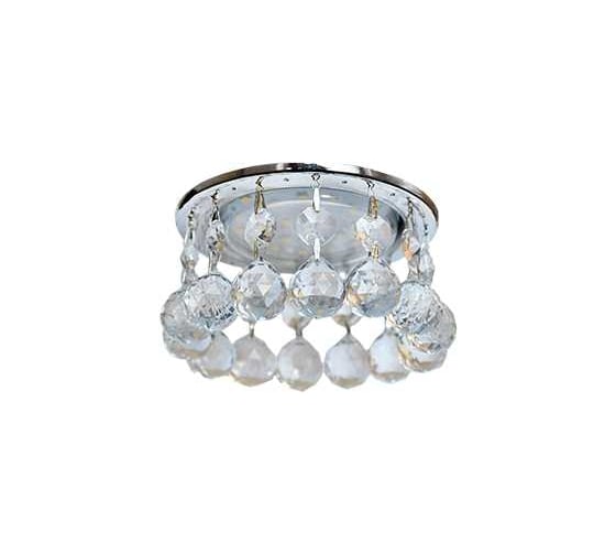 Изображение товара Светильник Ecola Gx53 h4 5346 glass круглый с большими хрусталиками на прямом подвесе прозрачный /хром 90x110 (к+) FB53RVECB