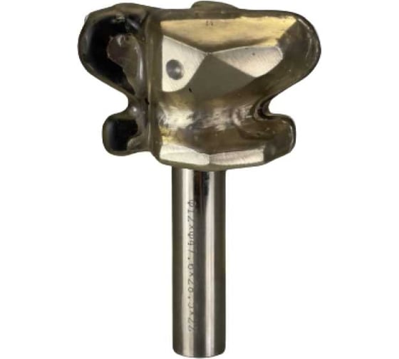 Изображение товара Фреза ручка алмазная PCD R1=3.2 мм, R2=6.35 мм, D=47.6x28.5x73.5 мм, S=12 мм ROTIS 555482.01