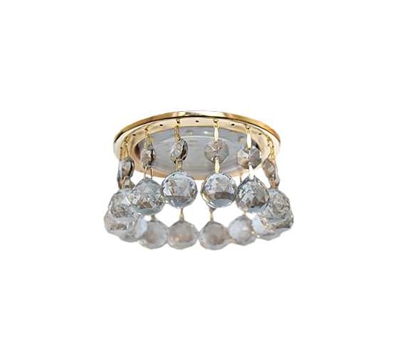 Изображение товара Светильник Ecola Gx53 h4 5346 glass круглый с большими хрусталиками на прямом подвесе тонированный/золото 90x110 (к+) FD53RVECB