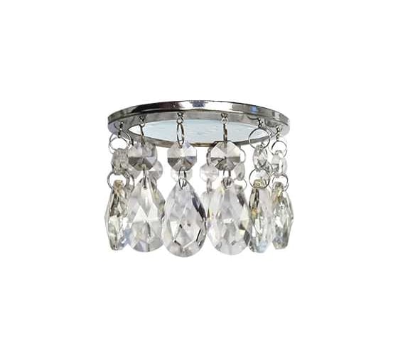 Изображение товара Светильник Ecola Gx53 h4 5350 glass круг с каплевидными хруст. на прямом подвесе прозрачный / хром 102x105 (к+) FE53RVECB