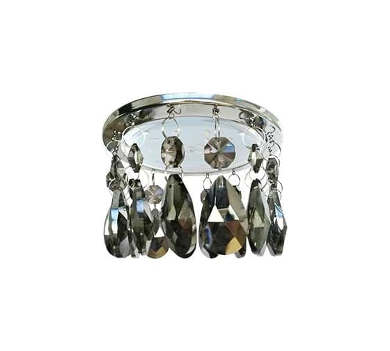 Изображение товара Светильник Ecola Gx53 h4 5350 glass круг с каплевидными хруст. на прямом подвесе тонированный / хром 102x105 (к+) SF53RVECB
