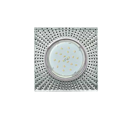 Изображение товара Светильник Ecola Gx53 h4 5352 glass квадрат с черными стразами (оправа хром)/фон зерк./центр.часть хром 40x123x123 (к+) FB53SGECB