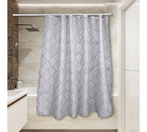 Изображение товара Штора для ванной Сантис тканевая 90 г/кв.м pe-210 ромбовидный узор 180x180 см 020631
