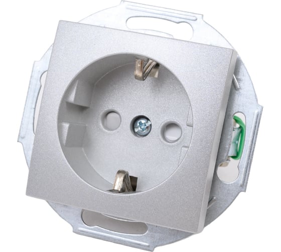 Изображение товара Механизм розетки Aling-conel PRESTIGE с заземлением с защитными шторками керамическое основание 16A 250V серебряная /арт. / 6001.S