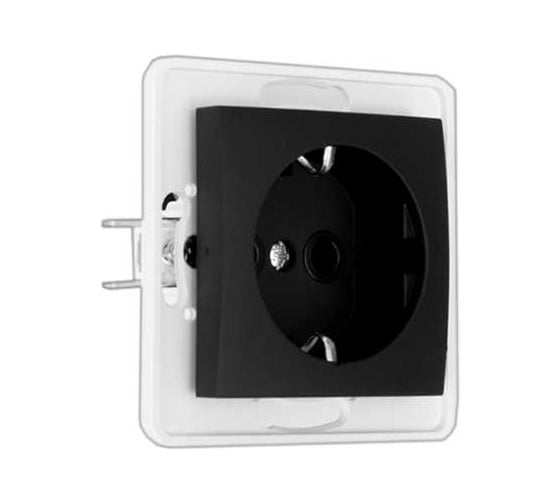 Изображение товара Механизм розетки Aling-conel PRESTIGE с заземлением 16A 250V чёрная soft touch /арт. / 6030.E1