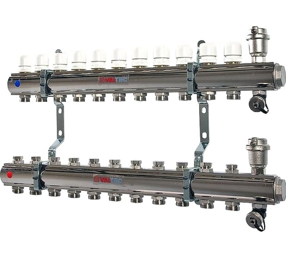 Изображение товара Коллекторная группа Valtec 1x11 выходов евроконус 3/4" в сборе VTc.594.EMNX.0611