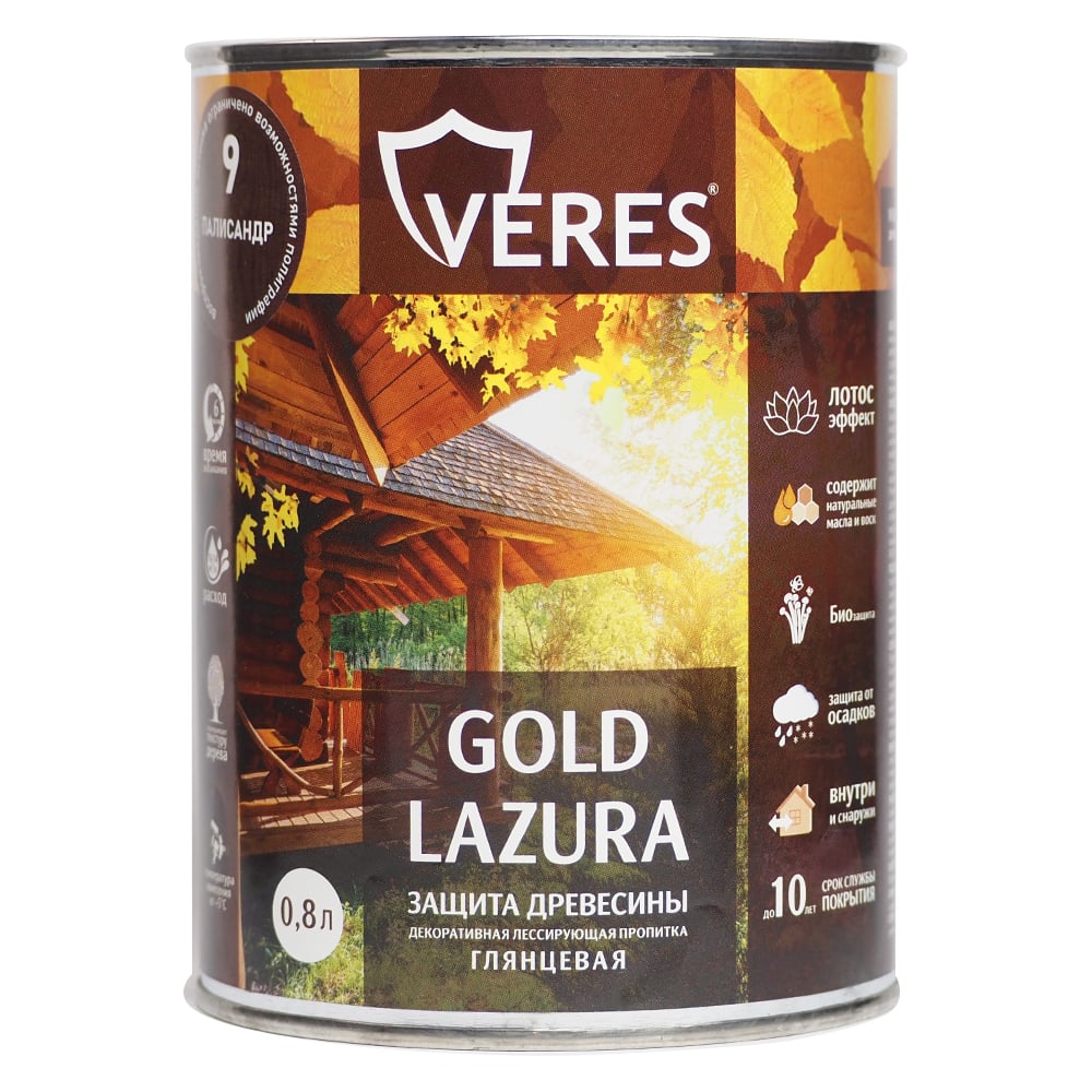 Изображение товара Пропитка Veres Gold Lazura №9 палисандр 0.9 л 1/6 42715